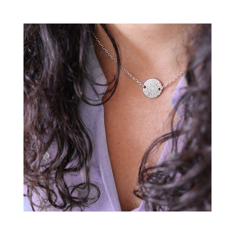Collier médaille 15 mm argent personnalisable