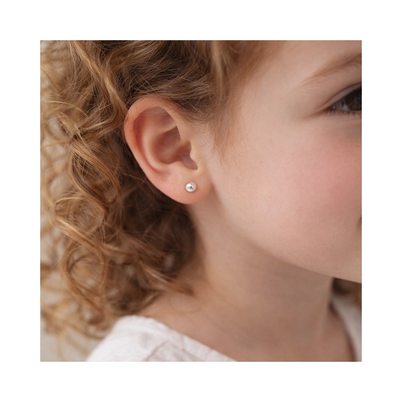 Boucles d'oreilles boule 6 mm argent enfant