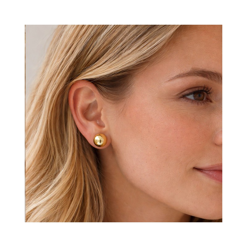 Boucles d'oreilles boule 10 mm  plaqué or