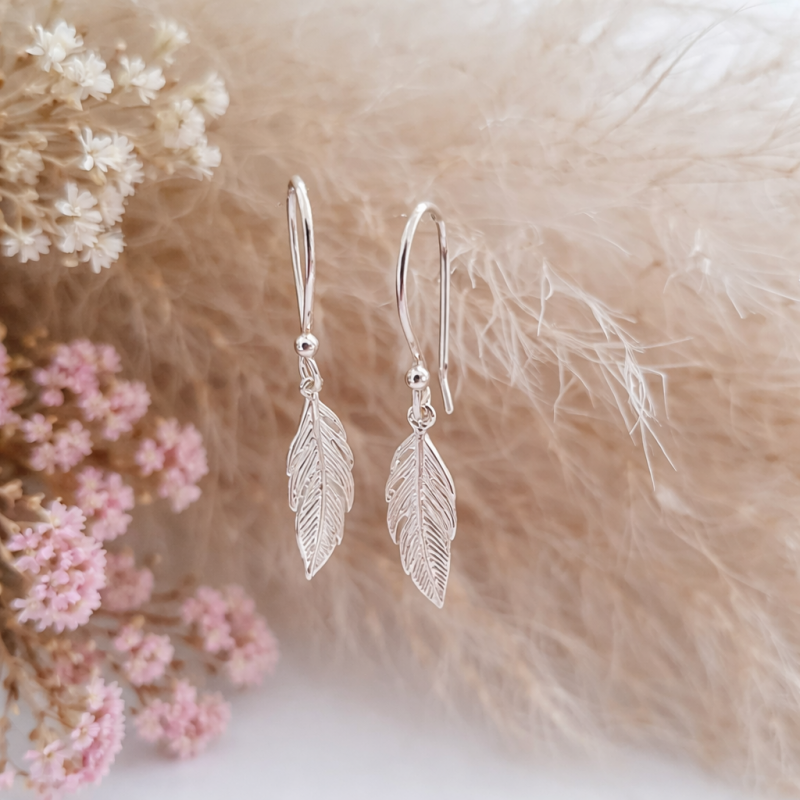 Boucles d'oreilles plume argent