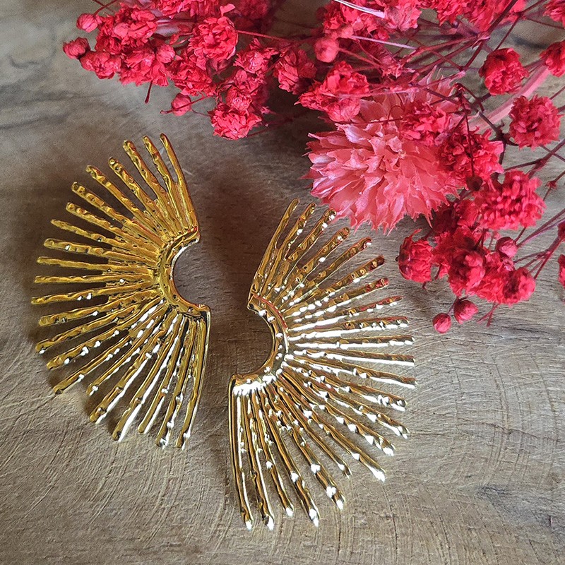 Boucles d’oreilles Azélie éventail doré acier inoxydable |Maison Rosie