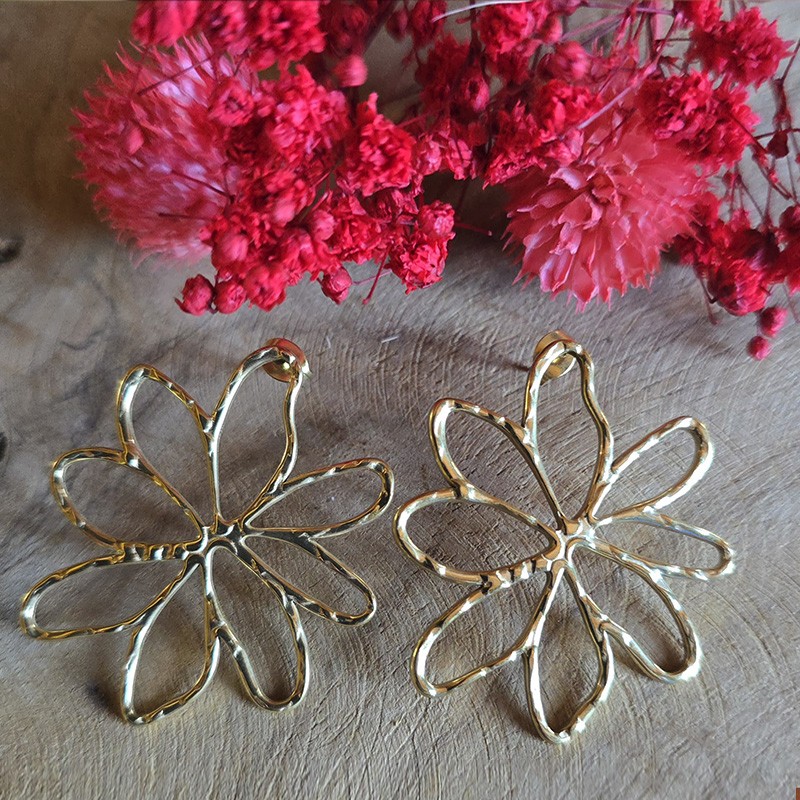 Boucles d’oreilles Eloria fleur dorée acier inoxydable | Maison Rosie