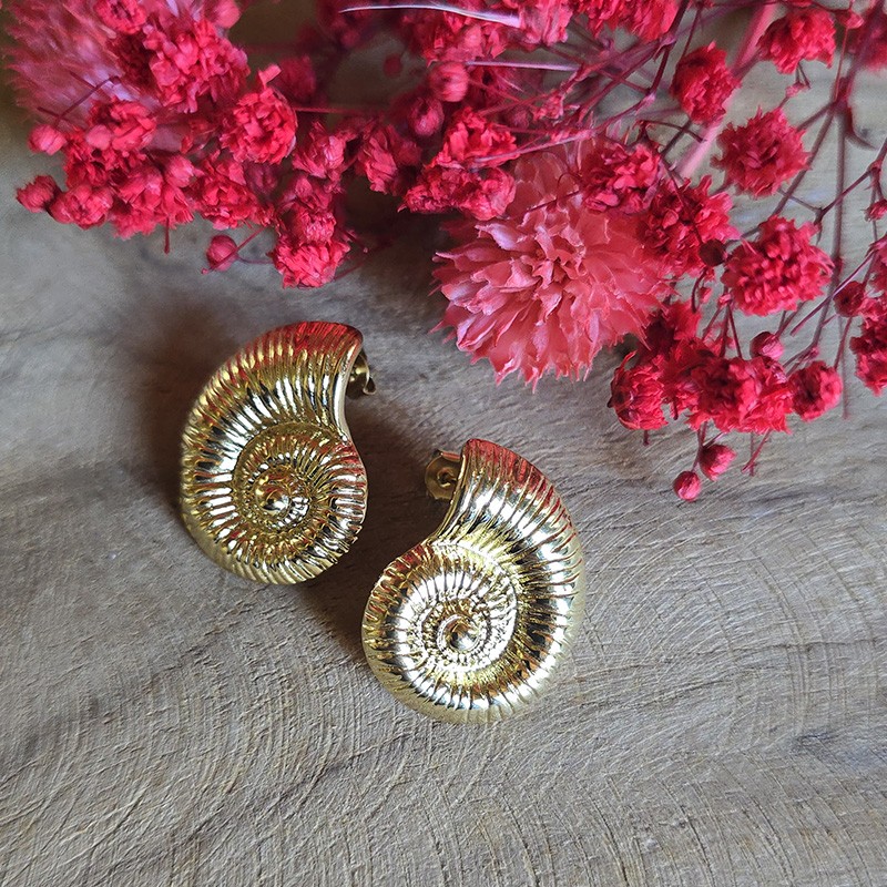 Boucles d’oreilles Calypso coquillage doré acier inoxydable | Maison Rosie