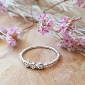 Bague billes 3 zircons