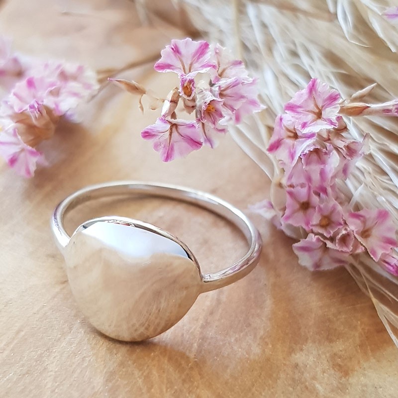 Bague pastille personnalisable en argent