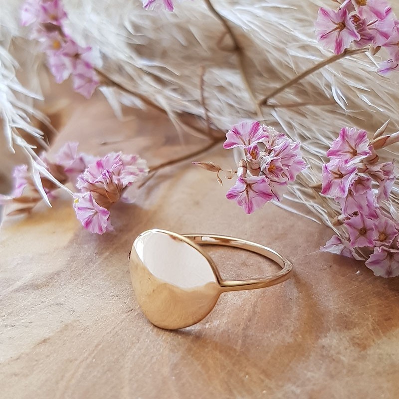 Bague pastille personnalisable en plaqué or