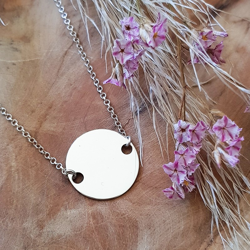 Collier médaille 20 mm argent personnalisable