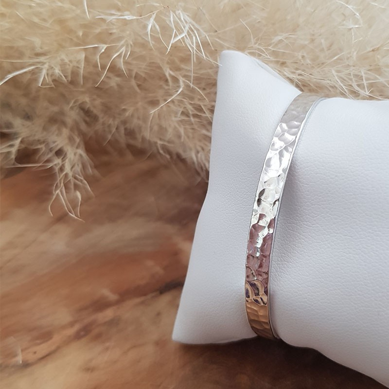 Jonc martelé ouvert argent