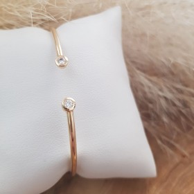 jonc zircons ouvert plaqué or