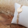 Bracelet feuilles et médaille 15 mm personnalisable plaqué or