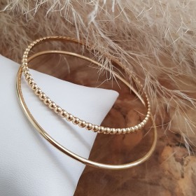 Jonc épais billes plaqué or