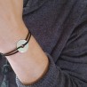 Bracelet homme cordon cible personnalisable en argent