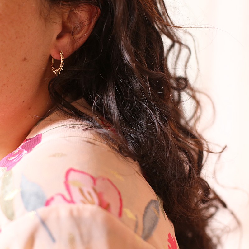 Boucles d'oreilles créoles soleil plaqué or