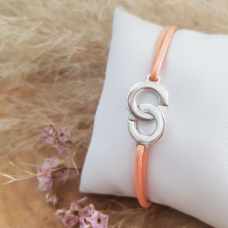 Bracelet cordon menottes en argent